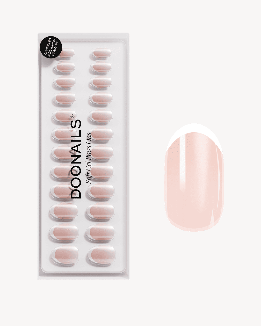 Glazed French Moyenne Arrondie Press On en Gel Souple