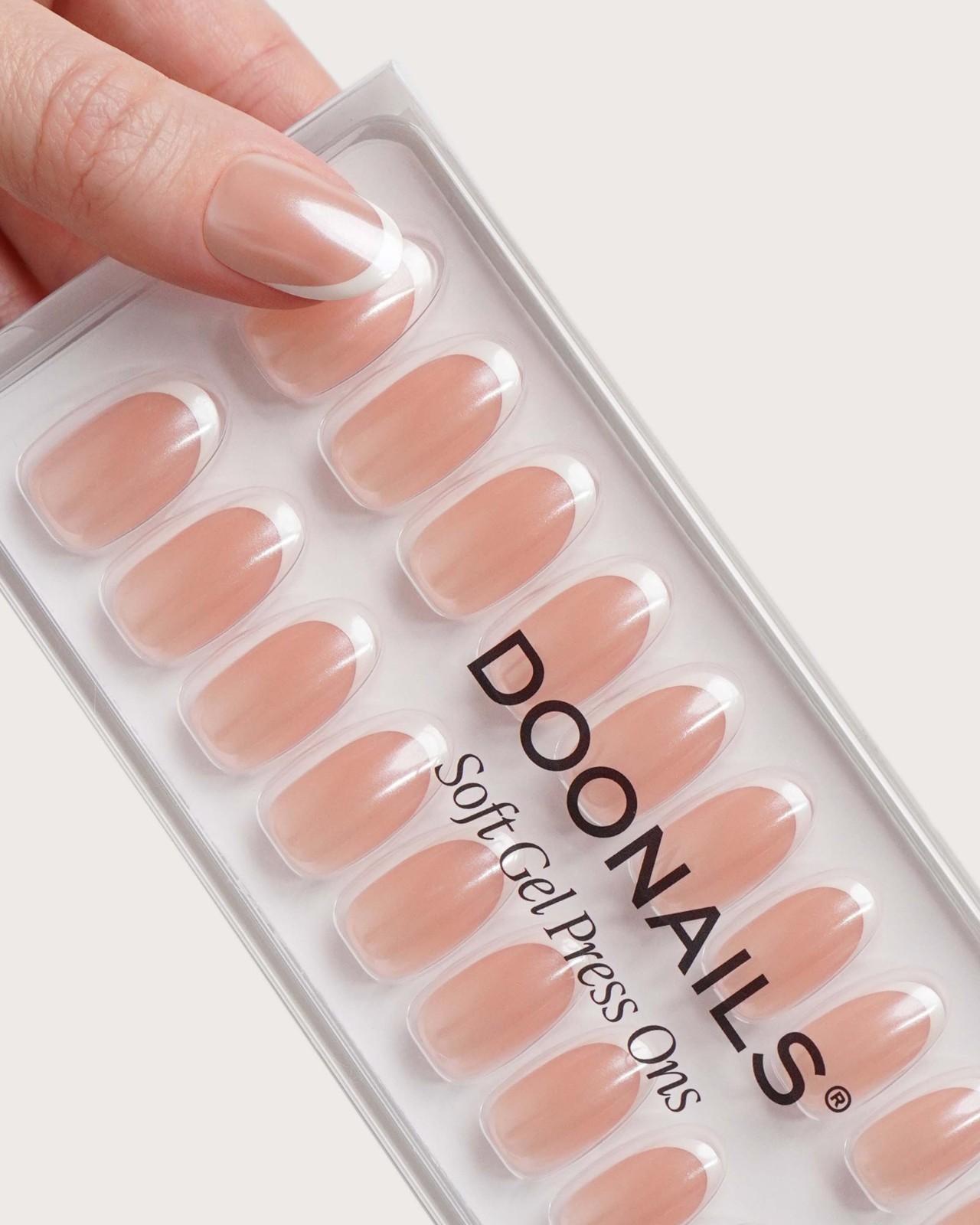 Glazed French Moyenne Arrondie Press On en Gel Souple