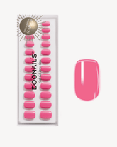 Hot Pink Courte Carré Press On en Gel SoupleDoonails