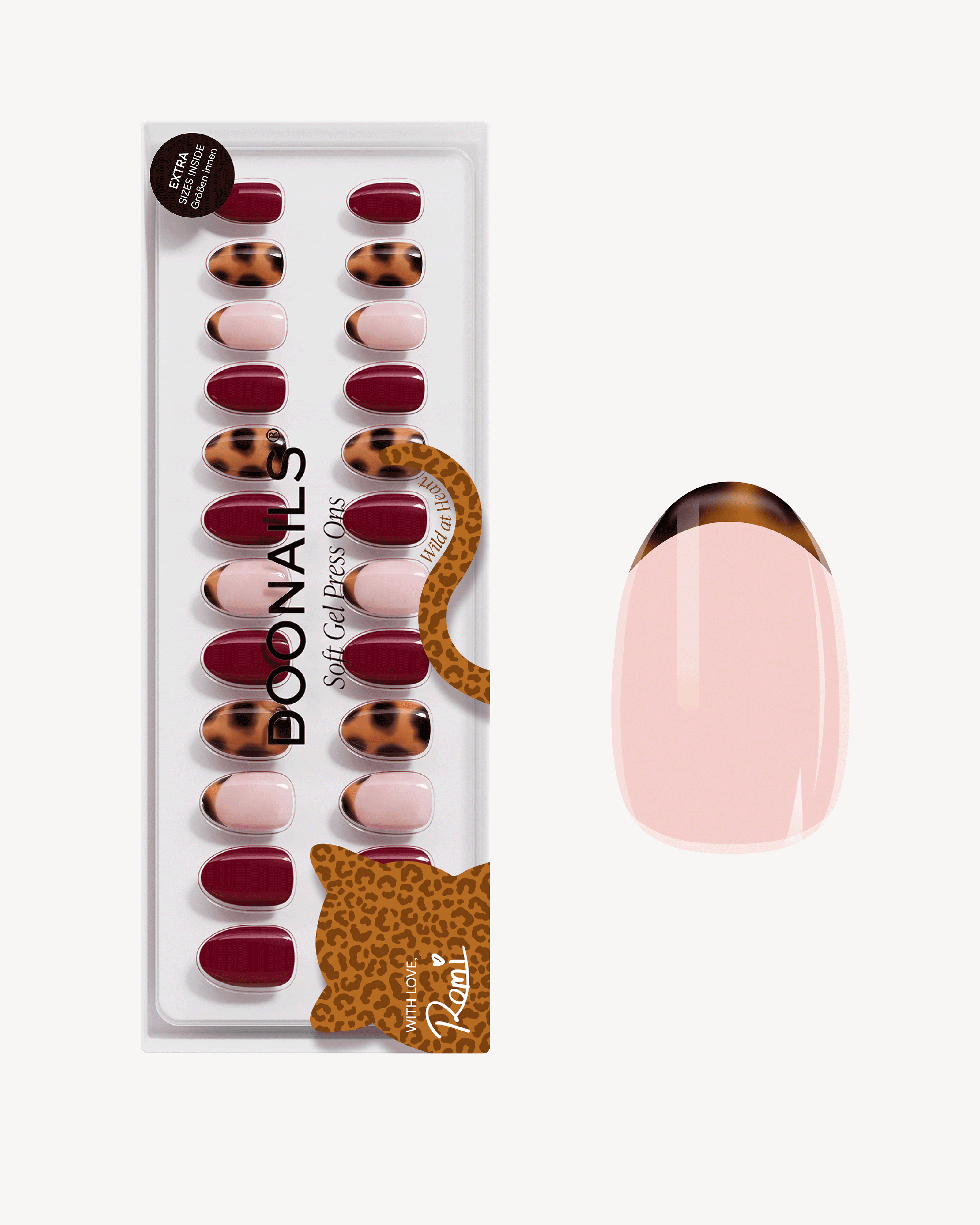 Leo Love Courte Arrondie Press On en Gel Souple