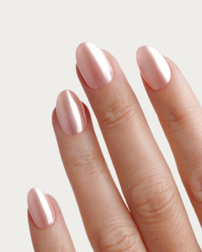 Édition Limitée Glazed Rose Courte Arrondie Press On en Gel Souple