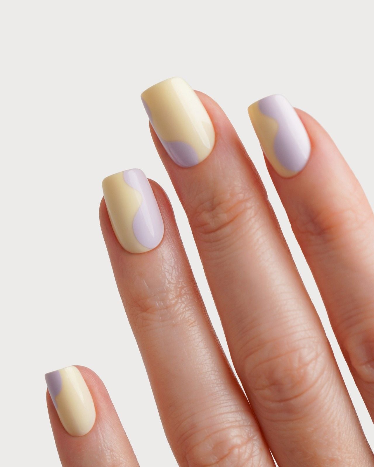 Édition Limitée Pastel Pop Courte Carré Press On en Gel Souple