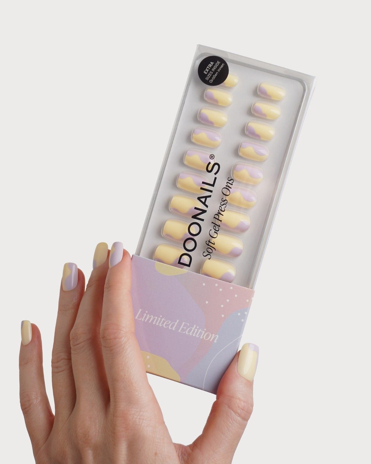 Édition Limitée Pastel Pop Courte Carré Press On en Gel Souple