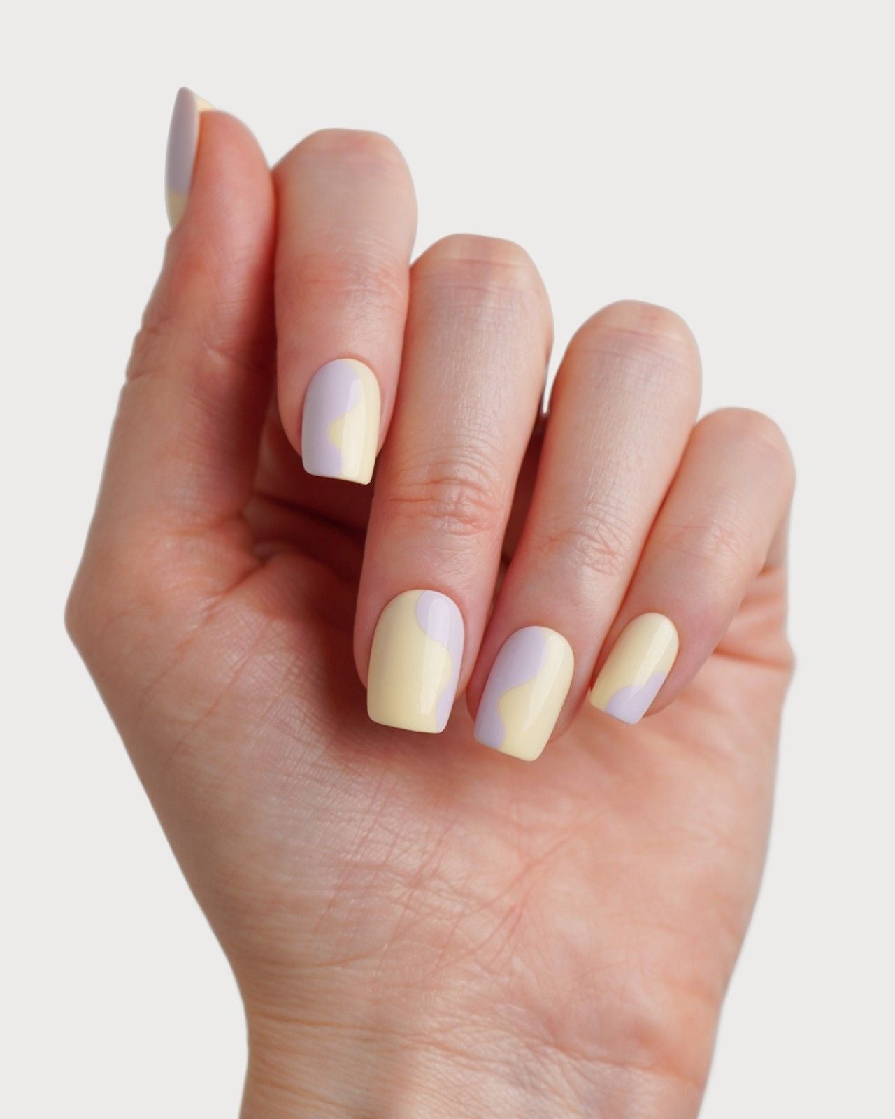 Édition Limitée Pastel Pop Courte Carré Press On en Gel Souple