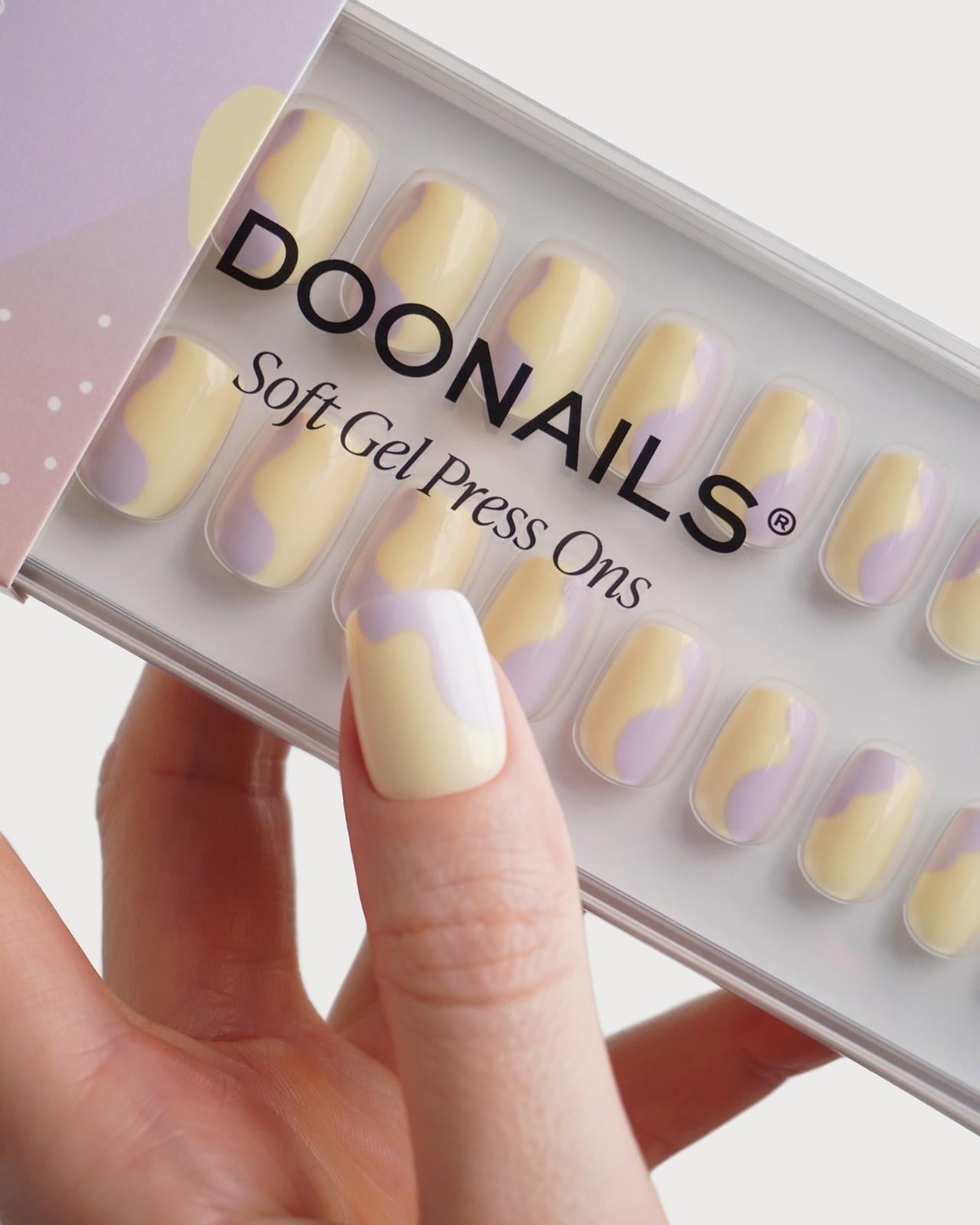 Édition Limitée Pastel Pop Courte Carré Press On en Gel Souple