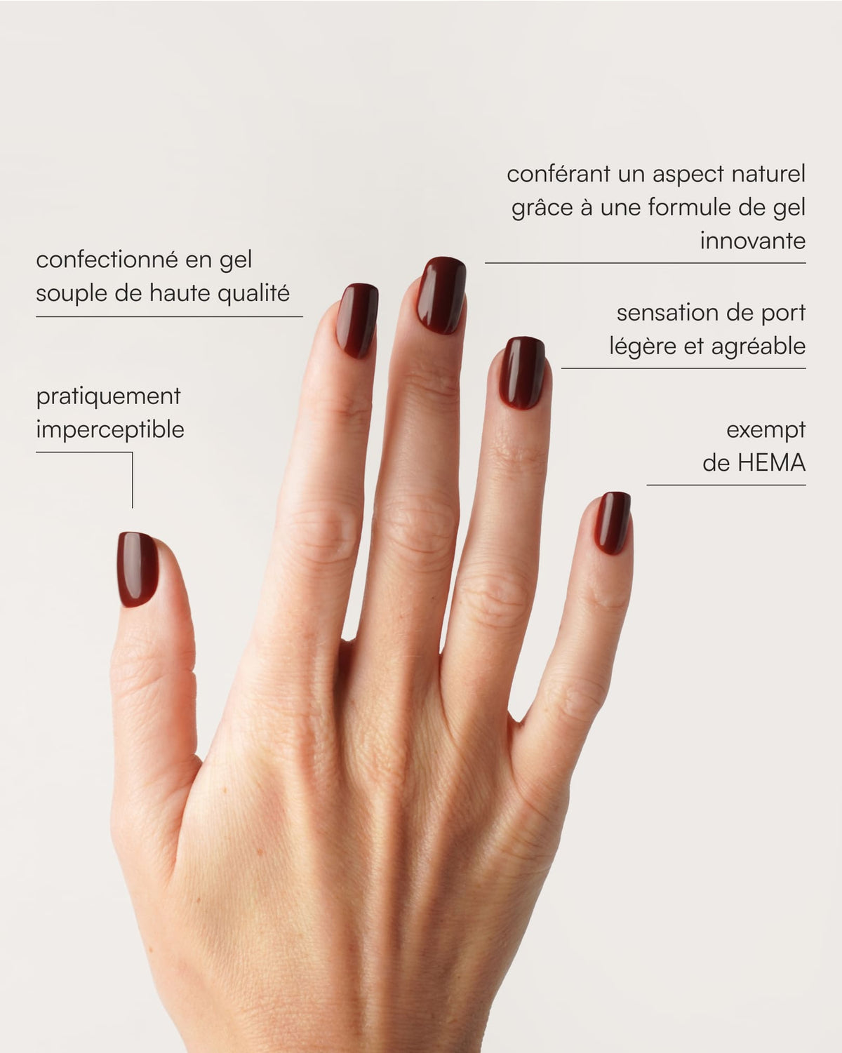 Love Paris Courte Carré Press On en Gel Souple