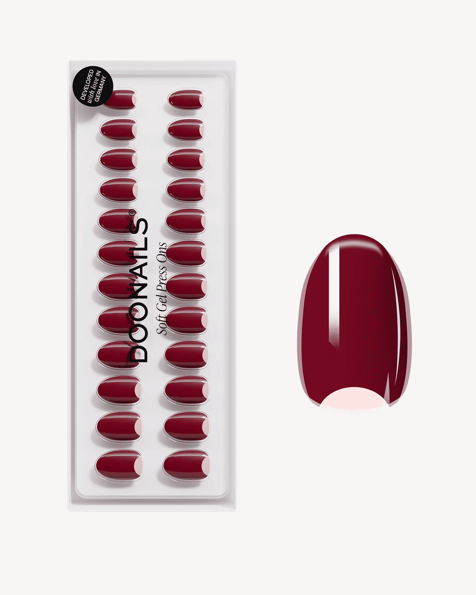 Mademoiselle Bordeaux Courte Arrondie Press On en Gel Souple