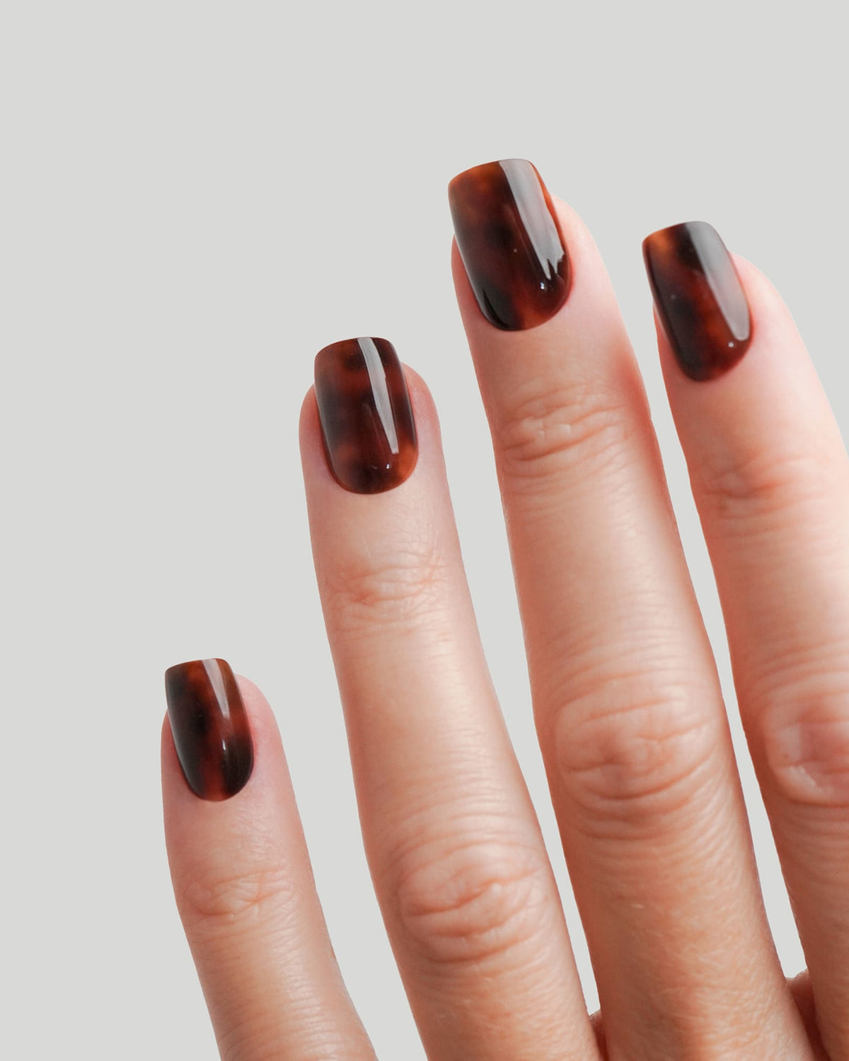 Mosaic Amber Courte Carré Press On en Gel Souple