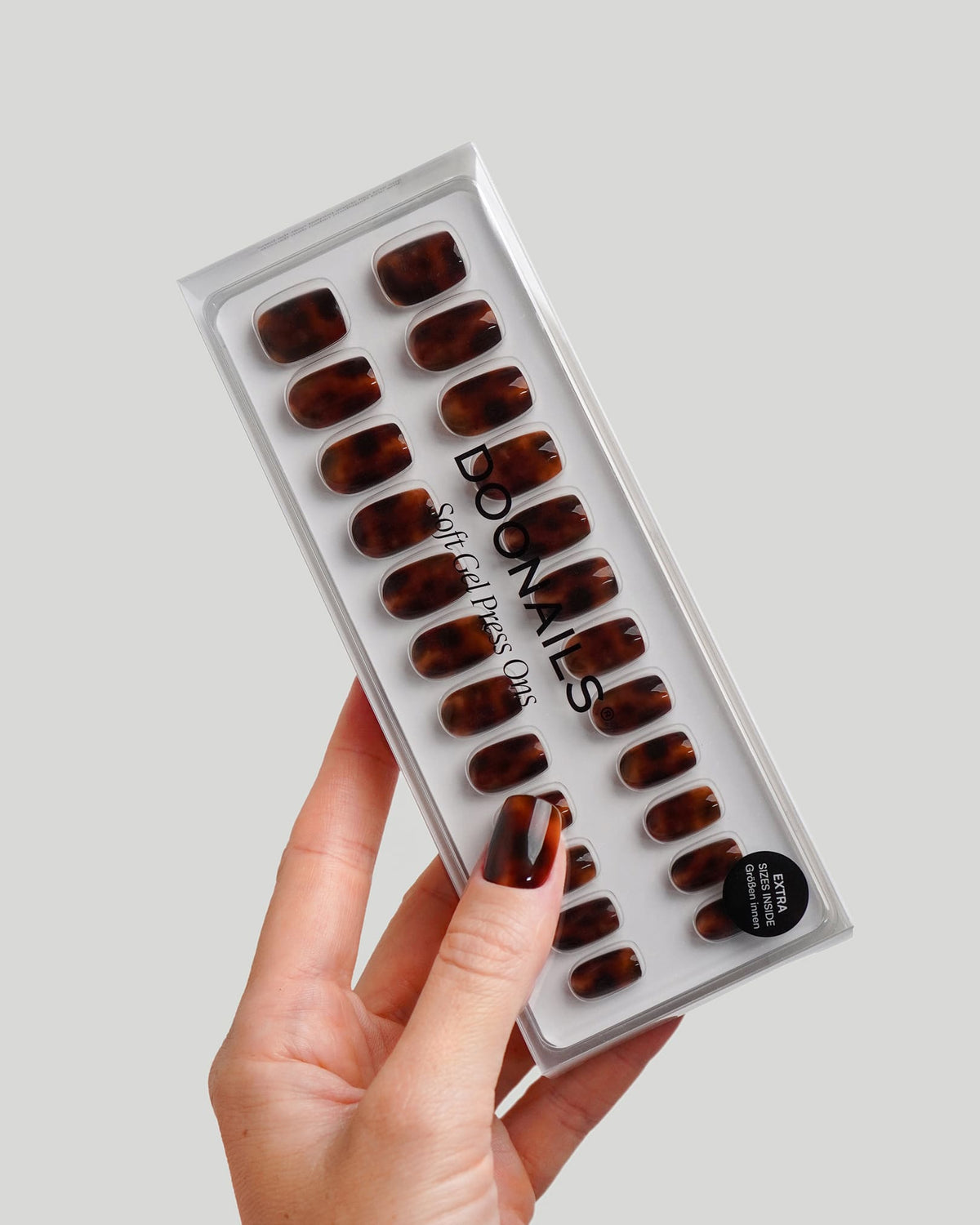 Mosaic Amber Courte Carré Press On en Gel Souple