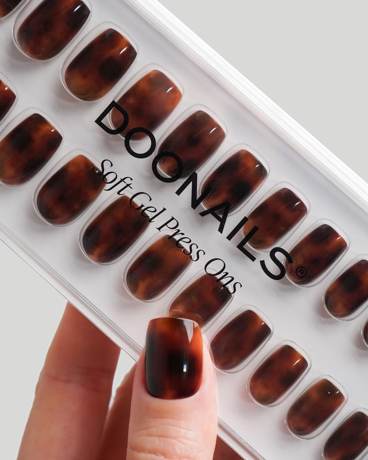Mosaic Amber Courte Carré Press On en Gel Souple