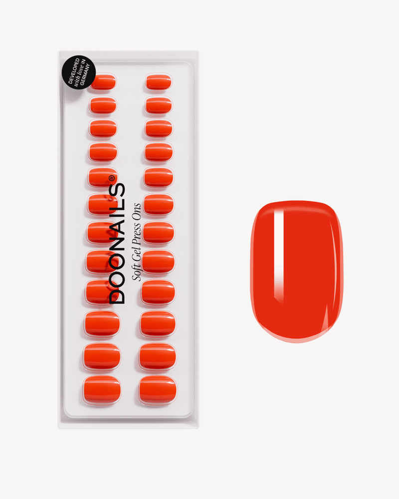 On Fire Extra Courte Carré Press On en Gel Souple