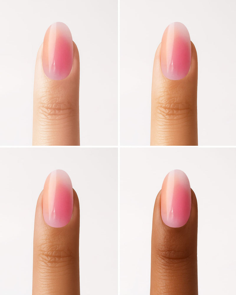 Orange Pink Aura Moyenne Arrondie Press On en Gel Souple