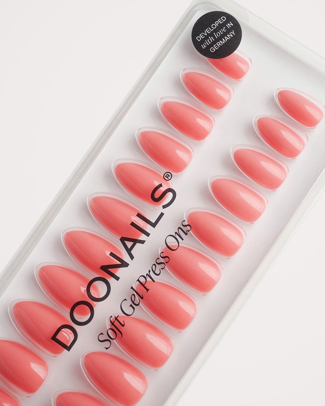 Press Ons en gel souple Peach Please Amande Courte
