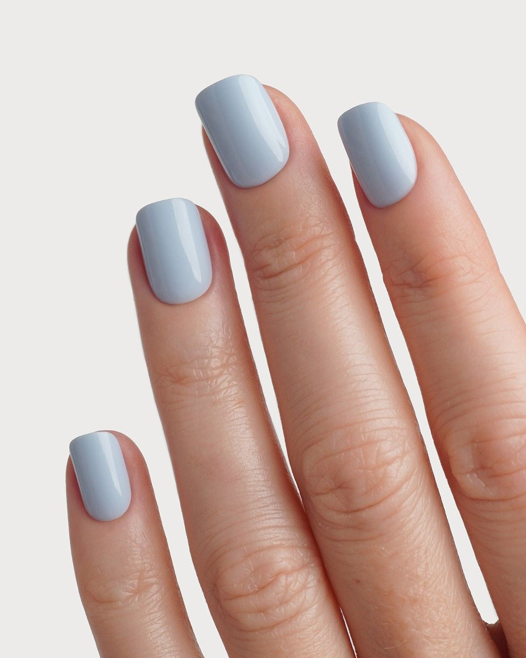 Powder Blue Extra Courte Carré Press On en Gel Souple