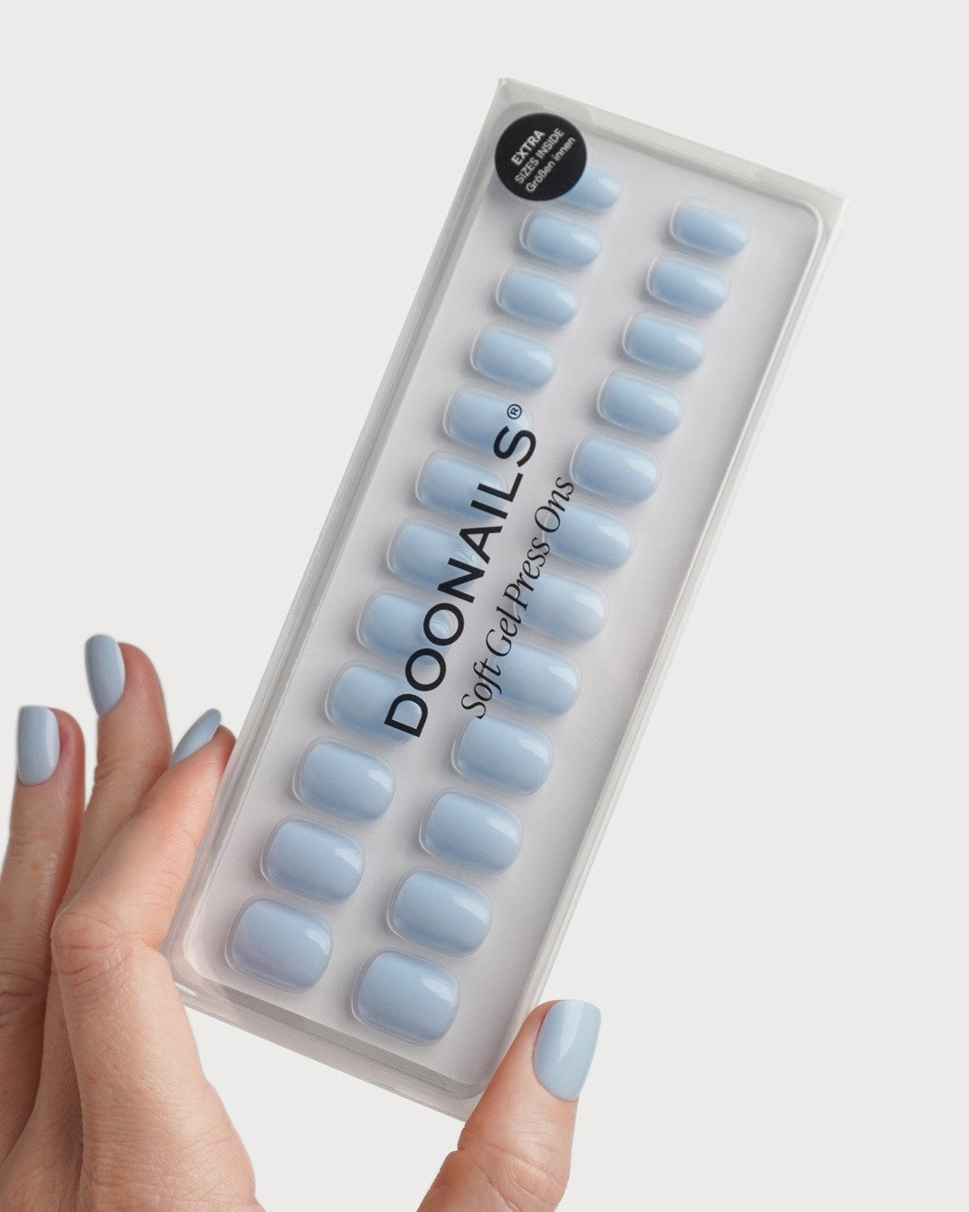 Powder Blue Extra Courte Carré Press On en Gel Souple