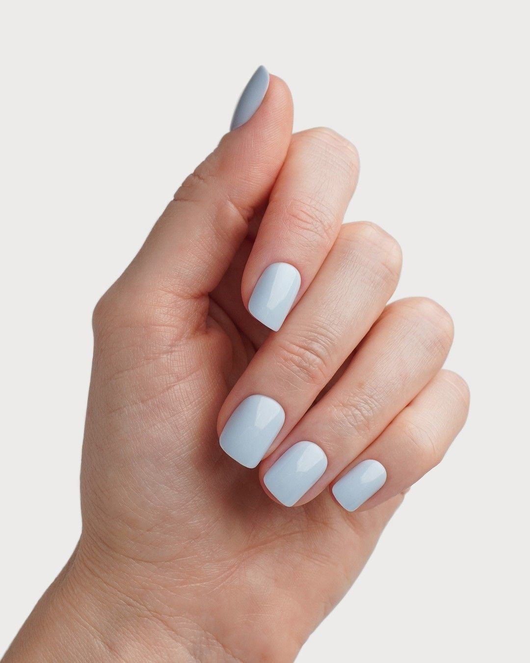 Powder Blue Extra Courte Carré Press On en Gel Souple