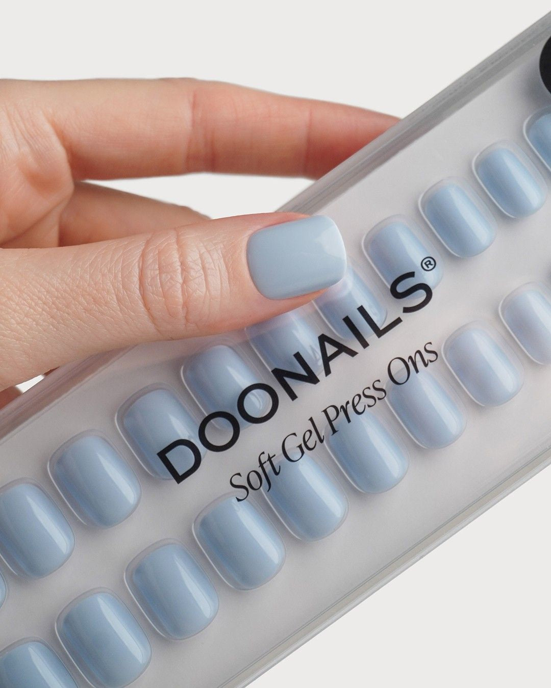 Powder Blue Extra Courte Carré Press On en Gel Souple