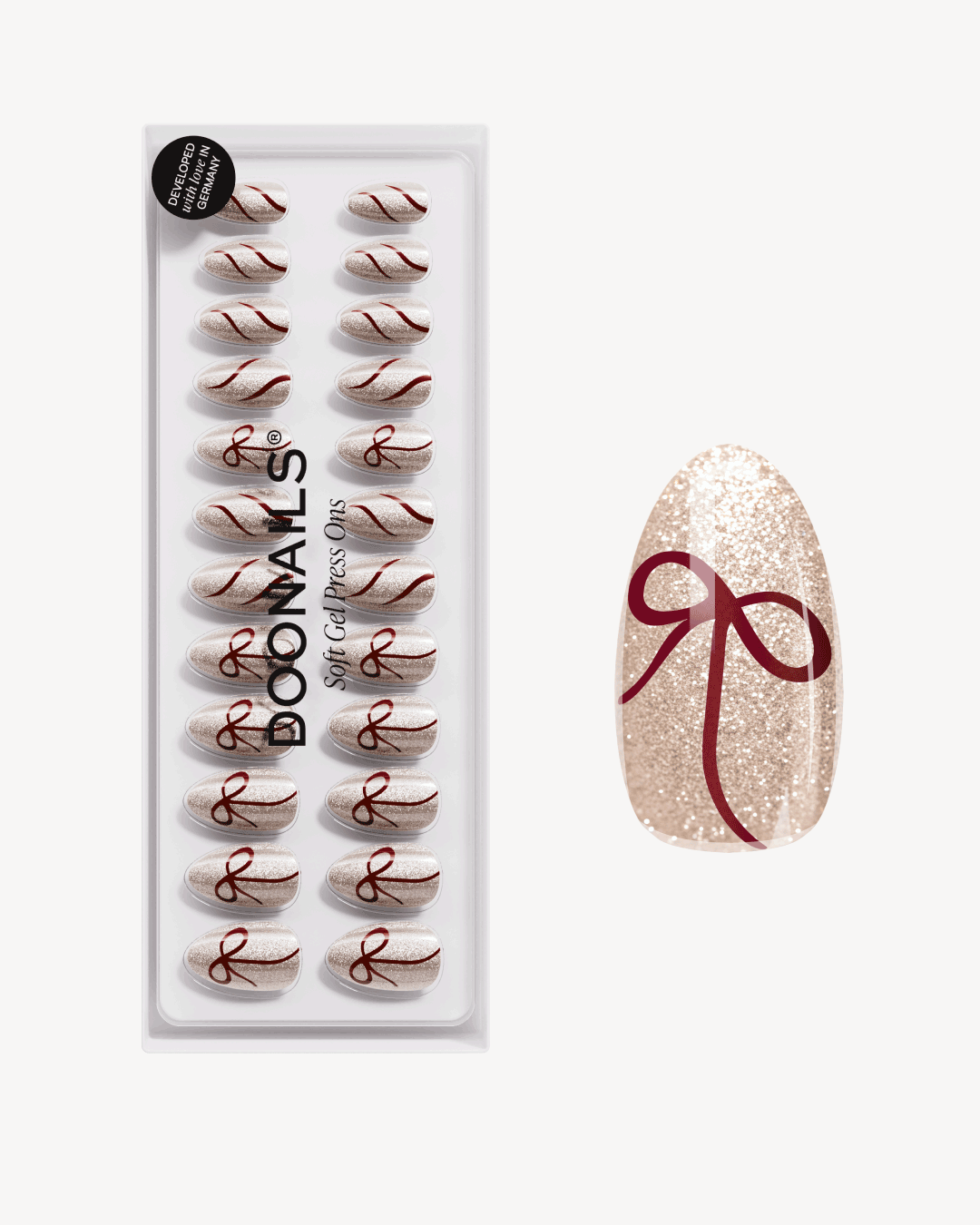 Red Bow Cat Eye Limited Edition Soft Gel Press Ons France