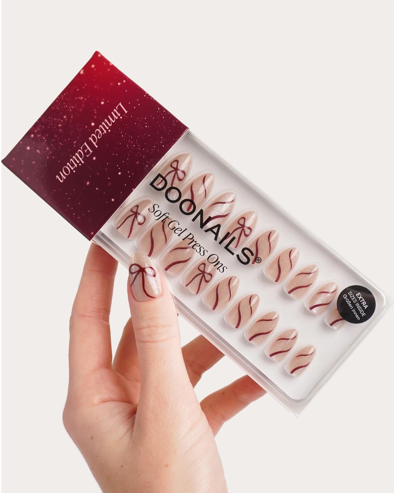 Red Bow Cat Eye Limited Edition Soft Gel Press Ons France