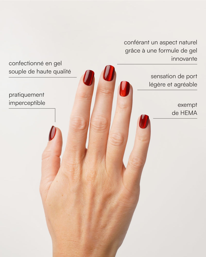 Press Ons en gel souple Red Cat Eye Extra Courte Carré - Doonails France