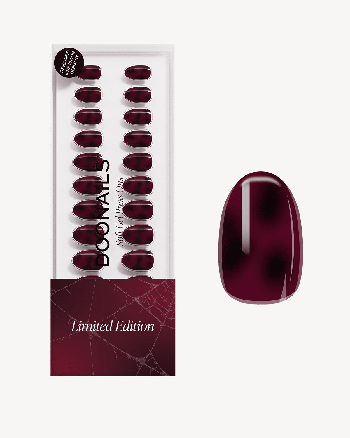 Édition Limitée Red Mosaic Amber Courte Arrondie Press On en Gel Souple
