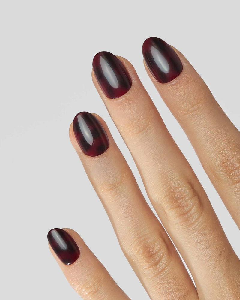 Édition Limitée Red Mosaic Amber Courte Arrondie Press On en Gel Souple