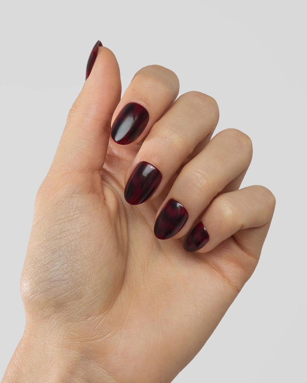 Édition Limitée Red Mosaic Amber Courte Arrondie Press On en Gel Souple