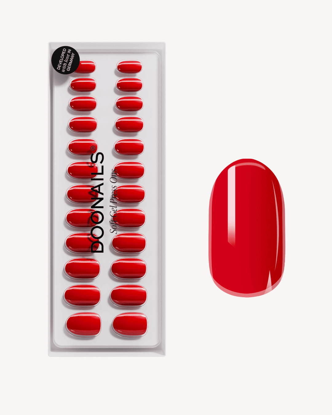 Rose Red Moyenne Arrondie Press On en Gel Souple