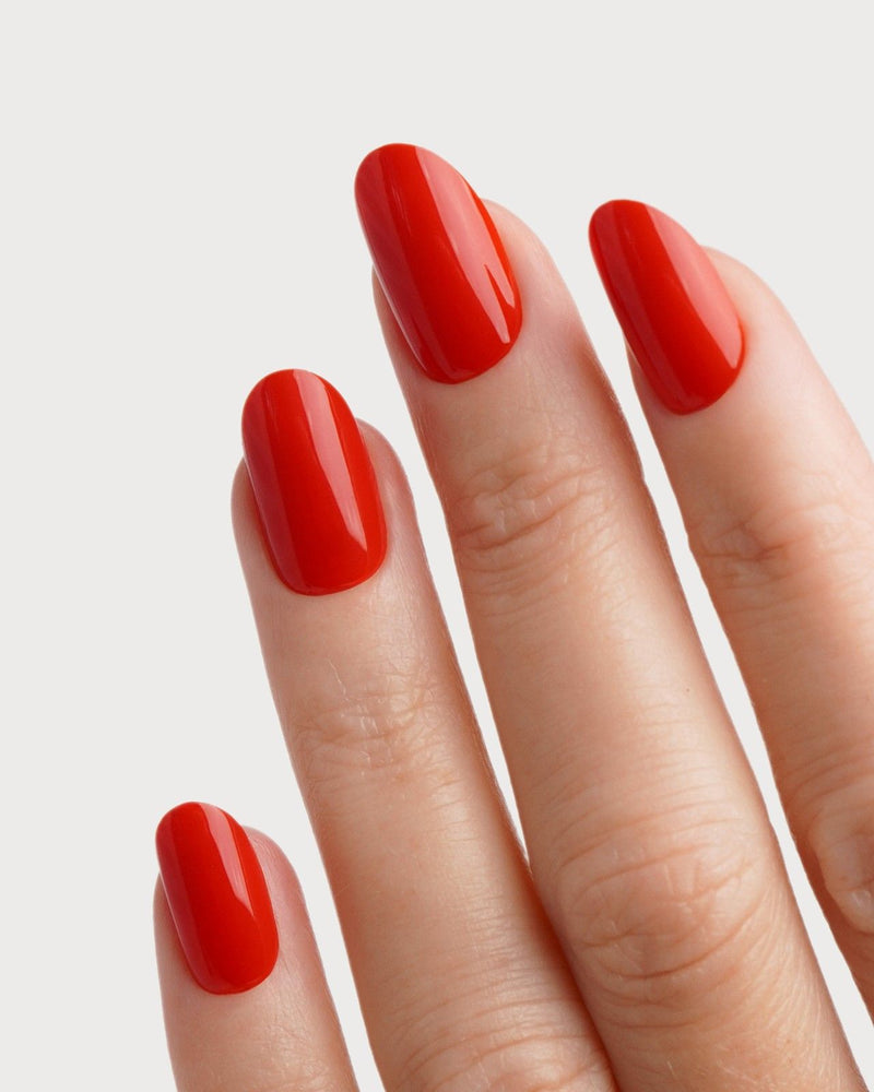 Rose Red Moyenne Arrondie Press On en Gel Souple