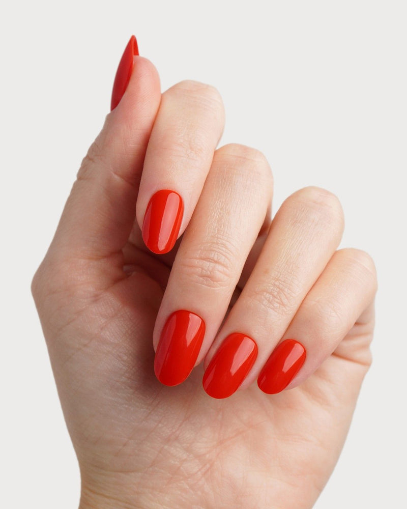 Rose Red Moyenne Arrondie Press On en Gel Souple