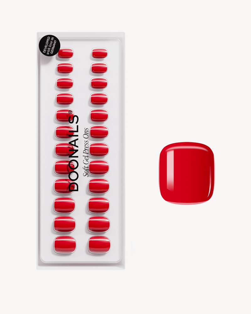 Rose Red Ultra Courte Carré Press On en Gel Souple
