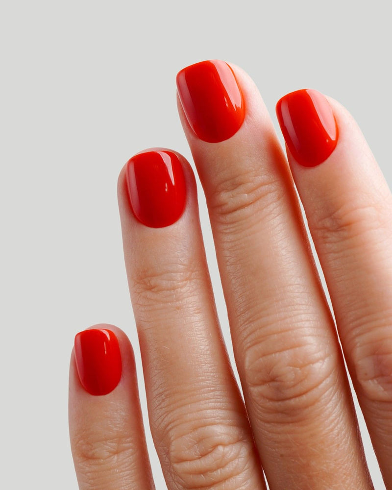 Rose Red Ultra Courte Carré Press On en Gel Souple