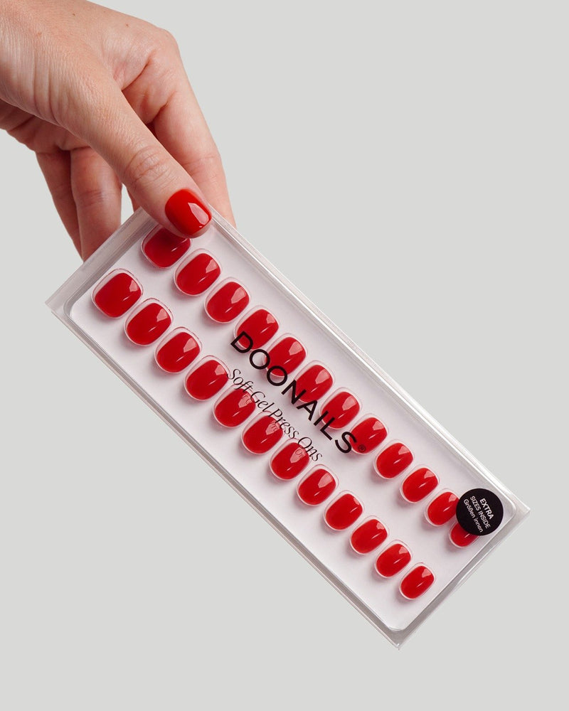 Rose Red Ultra Courte Carré Press On en Gel Souple