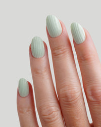 Sage Ribbed Courte Arrondie Press On en Gel Souple