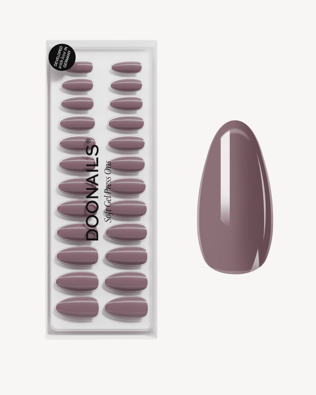 Silent Night Mauve Moyenne Amande Press Ons en Gel Souple