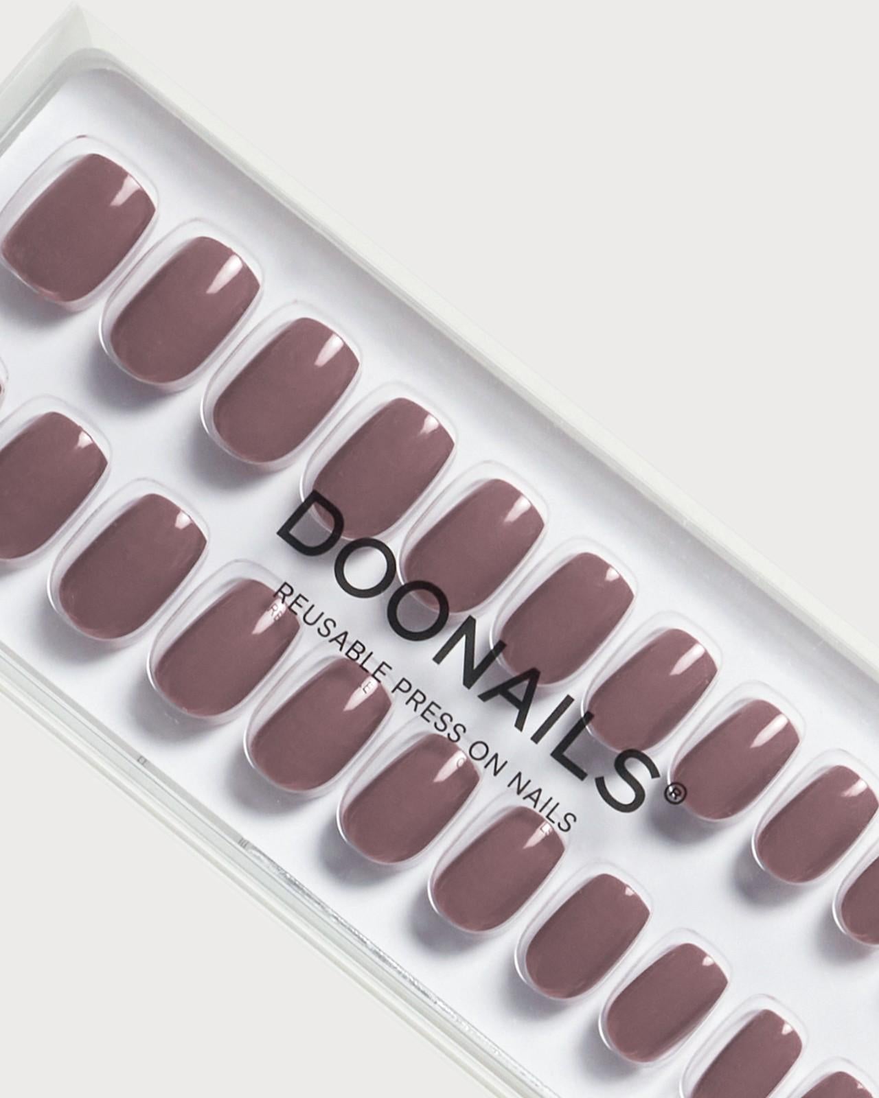 Silent Night Mauve Courte Carré Press On en Gel Souple