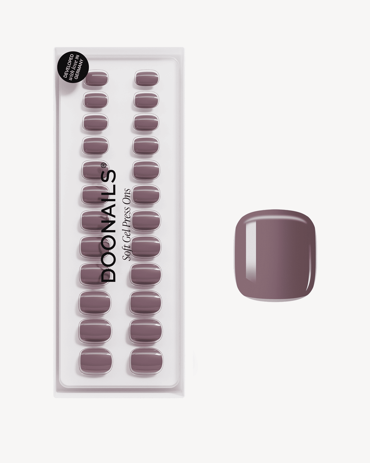 Silent Night Mauve Ultra Courte Carré Press On en Gel Souple