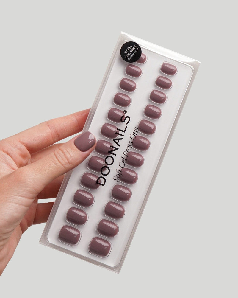 Silent Night Mauve Ultra Courte Carré Press On en Gel Souple