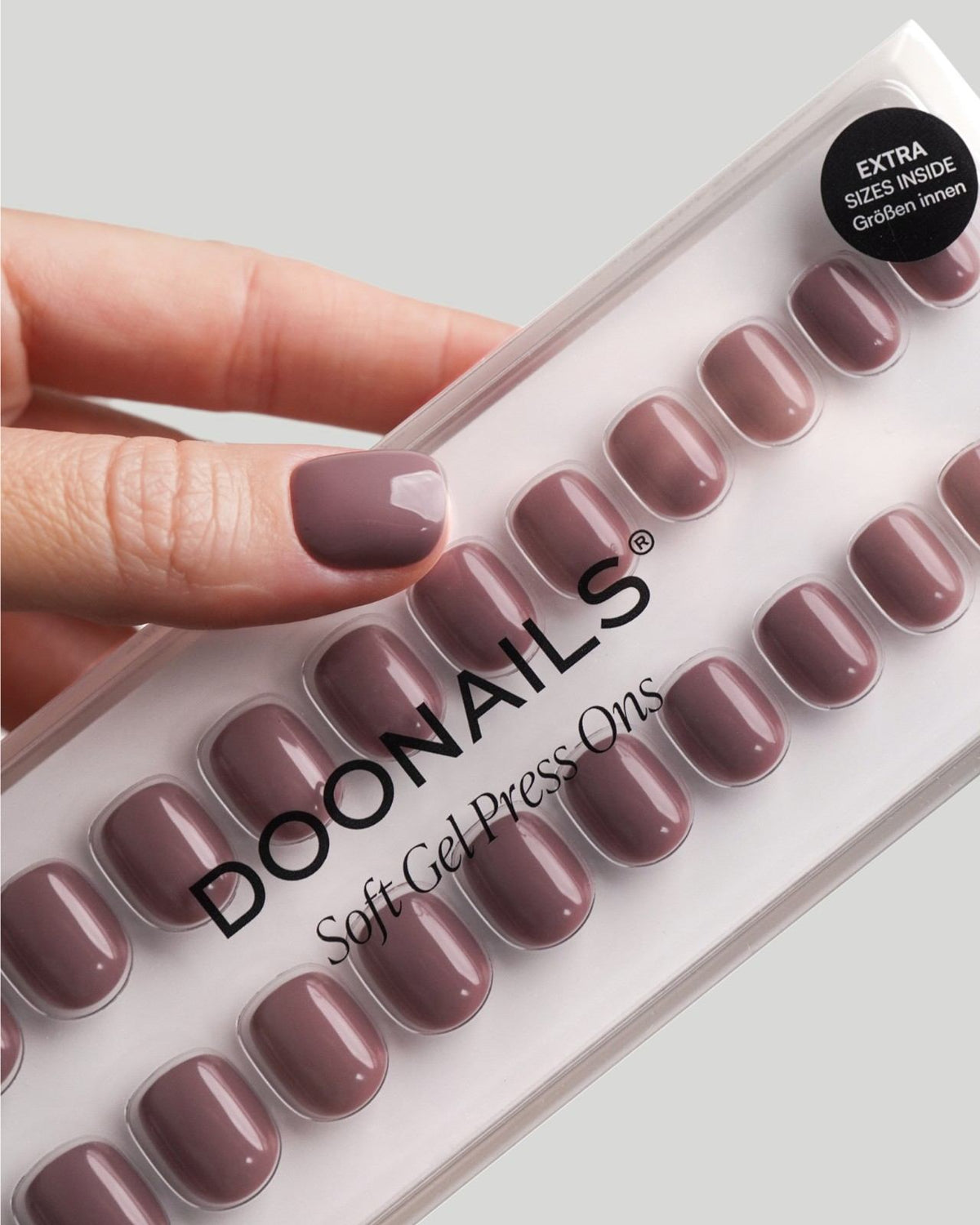 Silent Night Mauve Ultra Courte Carré Press On en Gel Souple
