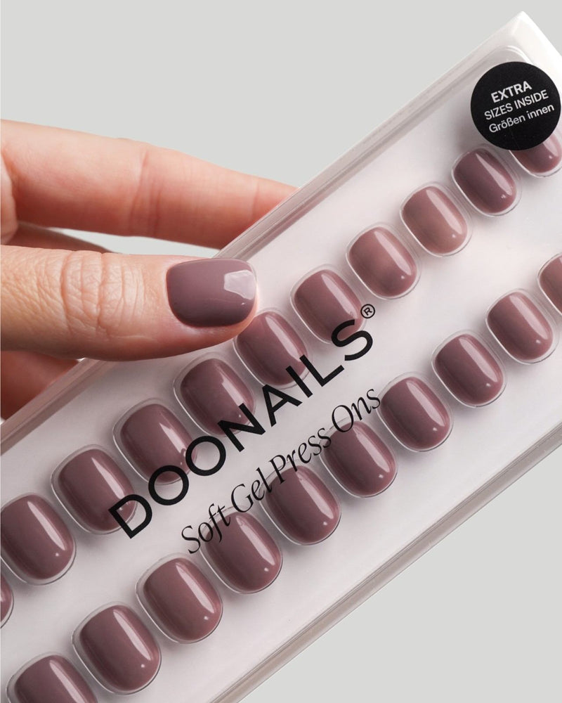 Silent Night Mauve Ultra Courte Carré Press On en Gel Souple