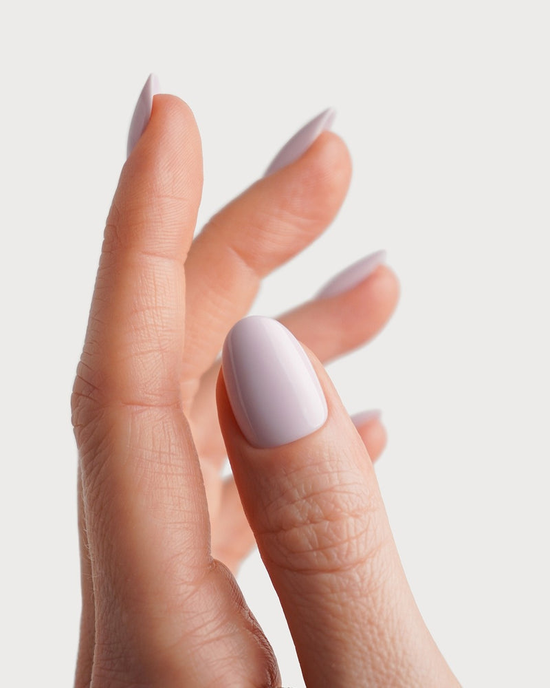 Soft Lilac Courte Arrondie Press Ons en Gel Souple
