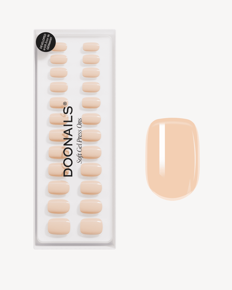 Soft Apricot Extra Courte Carré Press On en Gel Souple