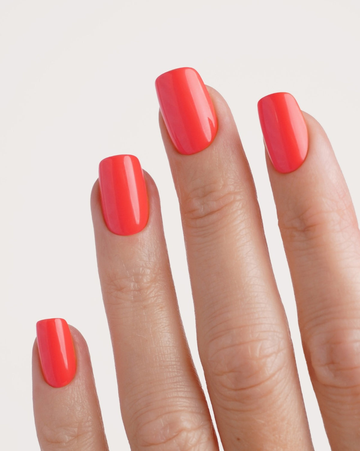 Sunset Coral Courte Carré Press On en Gel Souple