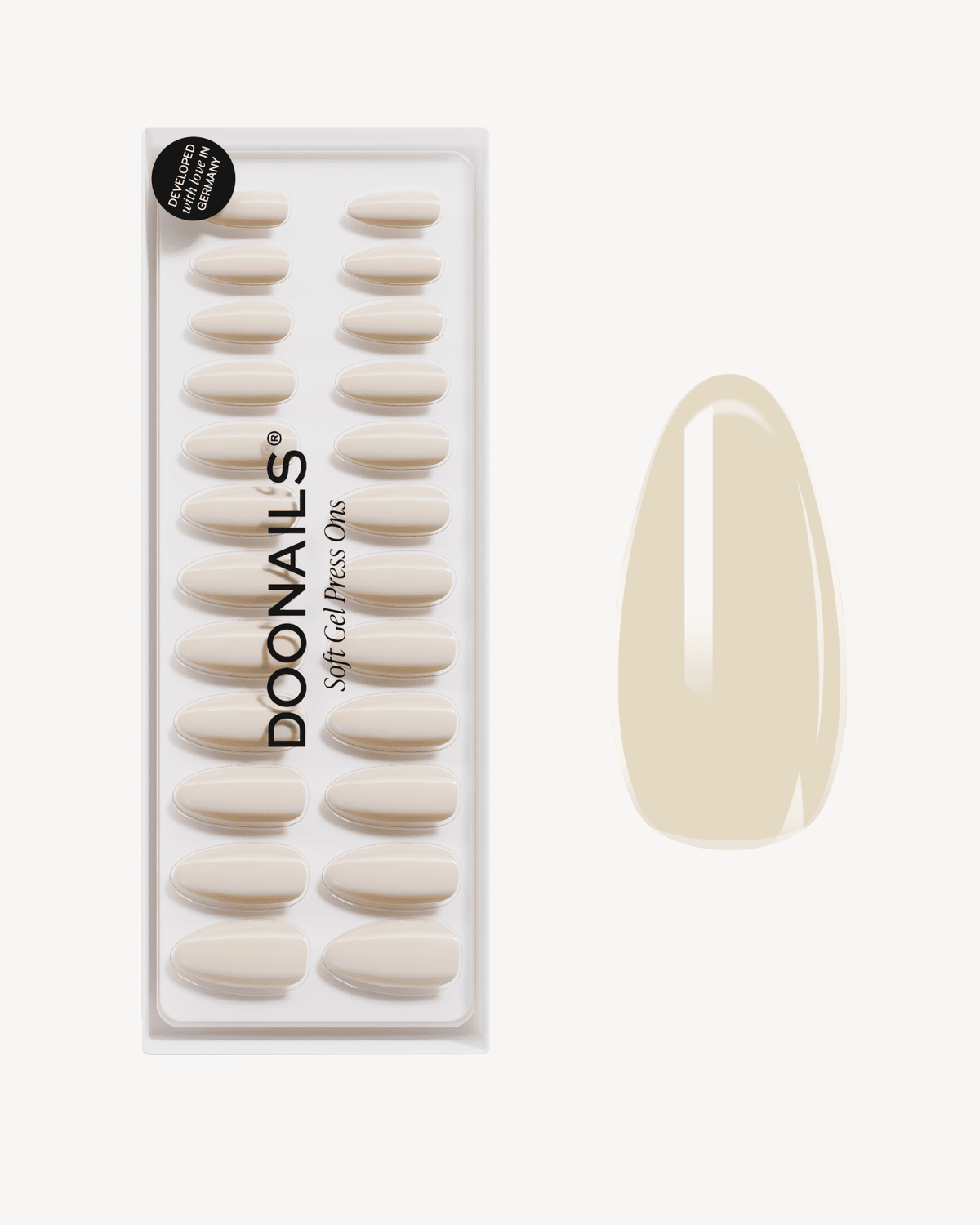 Vanilla Medium Almond Soft Gel Press Ons - France