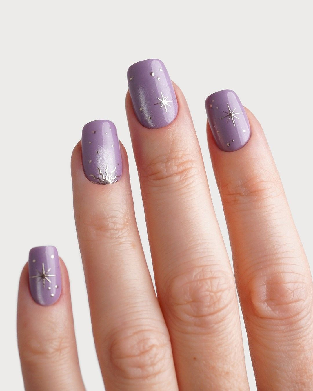 Violet Visions Courte Carré Press On en Gel Souple