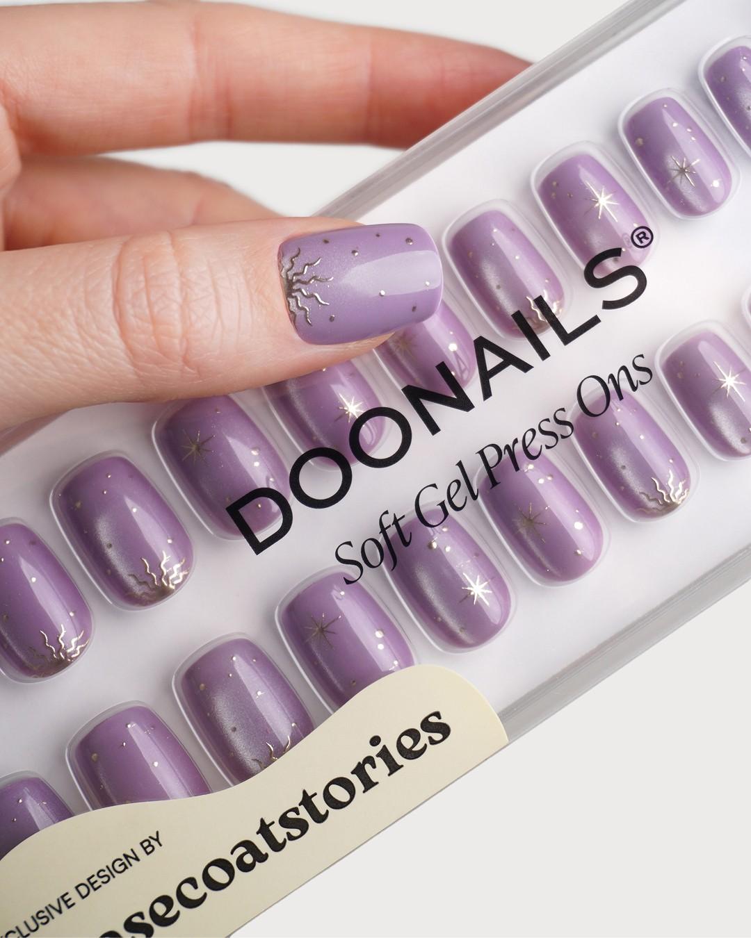 Violet Visions Courte Carré Press On en Gel Souple