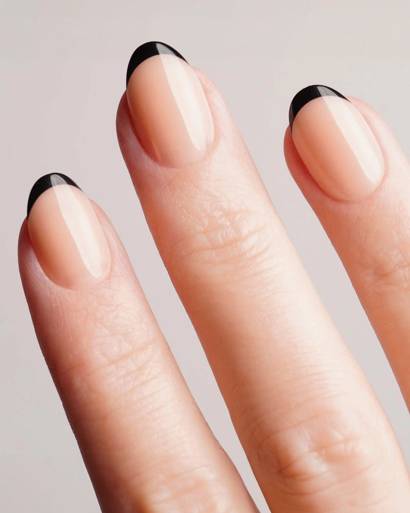 Press Ons en gel souple Black French Courte Arrondie - Doonails France