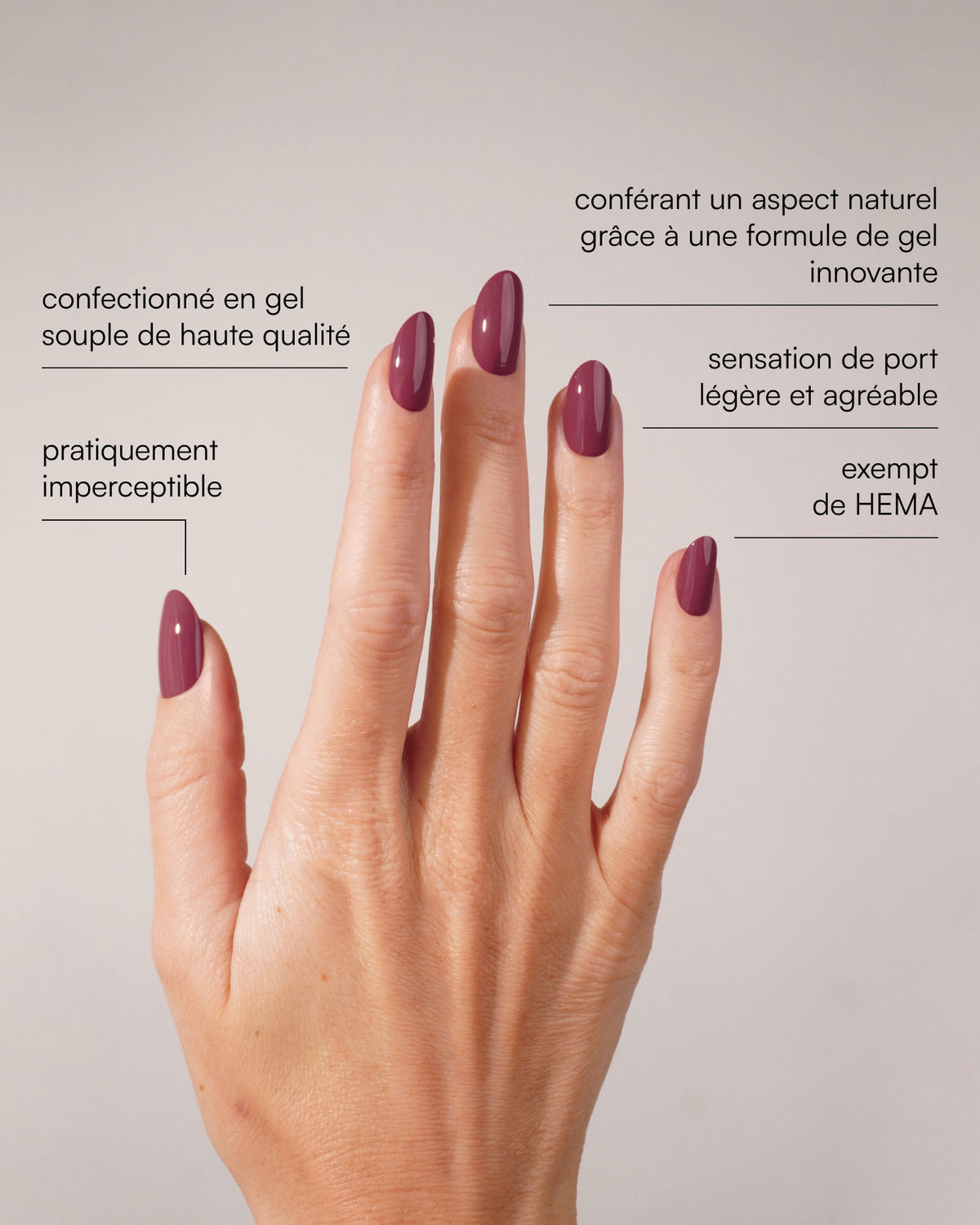 Bubblegum Moyenne Arrondie Press Ons en Gel Souple