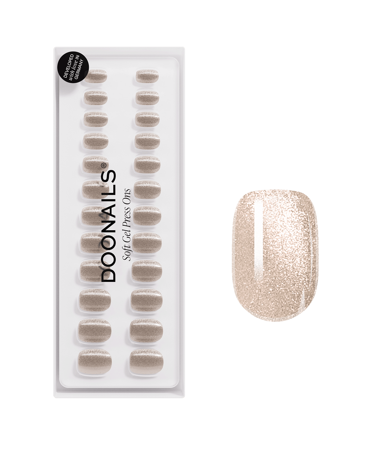 Press Ons en gel souple Champagne Cateye Extra Court Carré