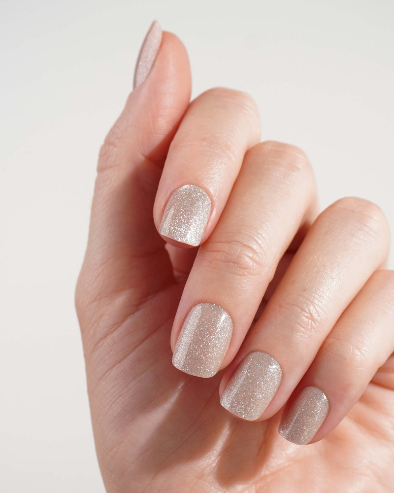 Press Ons en gel souple Champagne Cat Eye Extra Courte Carré - Doonails France